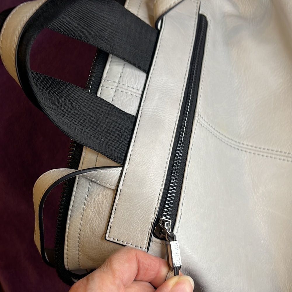 Botkier backpack white leather silver colored studs lots of zippered pockets EUC - Picture 10 of 16